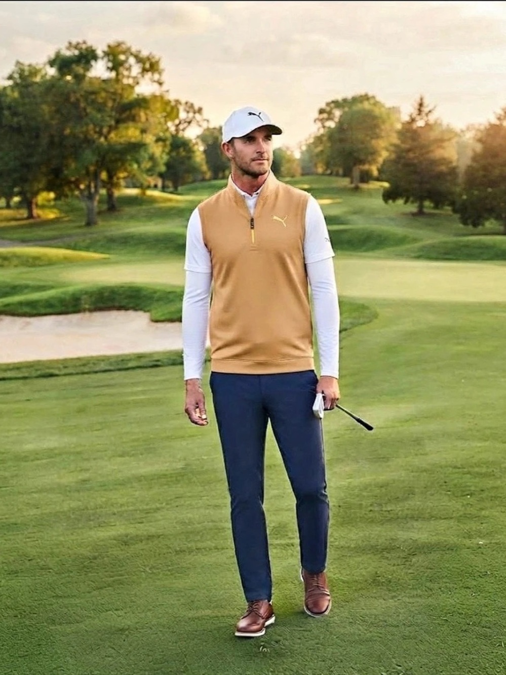 Puma Men's Ripguard Golf Vest 1/4 Zip Prairie Tan Size XXL #628865 NWT